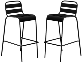 Vente-unique - Gartenstuhl hoch stapelbar 2er-Set - Metall - Schwarz - MIRMANDE von MYLIA