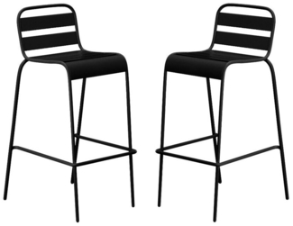 Vente-unique - Gartenstuhl hoch stapelbar 2er-Set - Metall - Schwarz - MIRMANDE von MYLIA