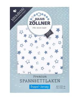 Julius Zöllner 8357158004 Jersey Spanntuch Premium, blickdicht, aus Jersey Doppeltuch, passend für Kinderbetten 60x120 und 70x140 cm, stella blue