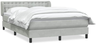 vidaXL Boxspringbett mit Matratze Hellgrau 140x210 cm Samt 3317859
