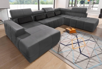 DOMO collection Wohnlandschaft Brandon, whlw. mit Sitztiefenverstellung, whlw. Nierenkissen, mit Kopfteilverstellung, wahlweise Sitztiefenverstellung, U-Form