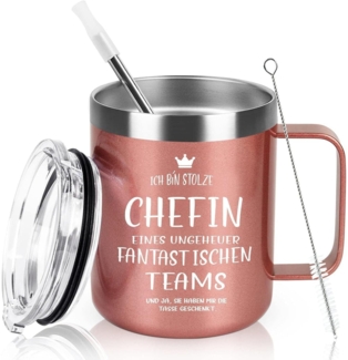 Livole Chefin Geschenk Tasse, 350ml Kaffeebecher, Roségold