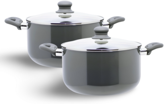 2 Stück Kochtopf "Rom" PFAS-frei 20cm Alu Kochtöpfe Set Töpfe Topf Deckel Topfset 2x