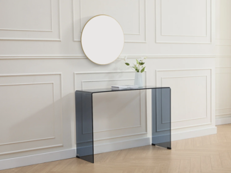 Vente-unique - Wandkonsole - gebogenes getöntes Sicherheitsglas - Schwarz - ALONZO