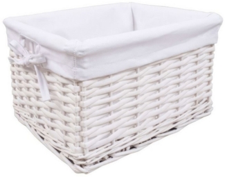 Lookway Weidenkorb rechteckig mit Baumwollinlay – Aufbewahrungskorb Zuhause, Breite: 32