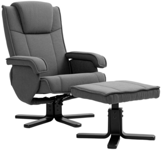 MC Star Relaxsessel mit Hocker, 360°drehbarer Fernsehsessel mit Verstellbar Rückenlehne (Liegefunktion, Wippfunktion, TV-Sessel mit Samtoptik, Kopfstütze für Wohnzimmer, Dunkelgrau)