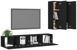 vidaXL 4-tlg. TV-Schrank-Set Schwarz Spanplatte [3078791]