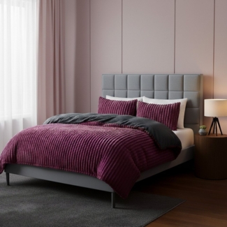 Buymax Bettwäsche Teddy Plüsch Cord, Fleece, 2 teilig, Winterbettwäsche Set, extra warm, 155x220 cm