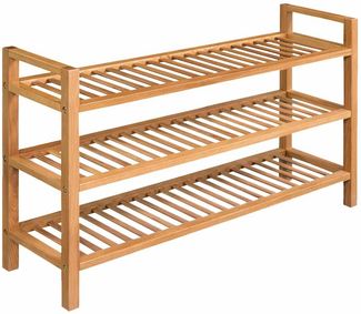 Schuhregal | Schuhbank mit 3 Etagen 100x27x60 cm Massivholz Eiche