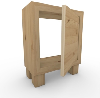 Nachttisch Nachtkommode Nachtkästchen ohne Rückwand ohne Zwischenboden mit Füße mit Türe Fichte