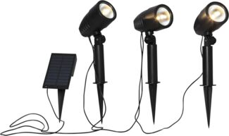 LED-Solar-Spotlight, 3er Set, ca. 26x100 cm, schw.