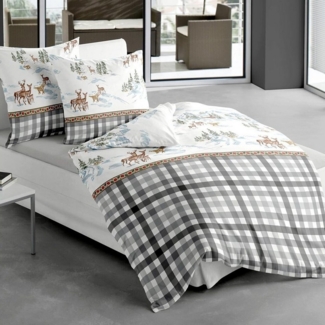 TRAUMSCHLAF Bettwäsche Rentiere, Biber, 2 teilig, kuschelige Feinbiber Qualität