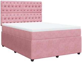 vidaXL Boxspringbett mit Matratze Rosa 160x200 cm Samt 3292393
