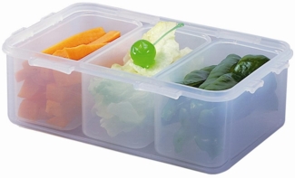 Lock&lock HPL817C-B Vorratsdose rechteckig, 1,0 l mit 3 Innenboxen.