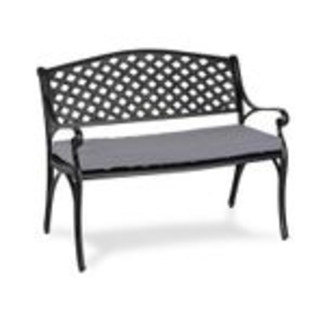 blumfeldt Pozzilli BL Gartenbank & Polster Set - Material: Aluminiumguss , witterungsbeständig , Platz für 2 Personen , ComfortExtra: inklusive wasserabweisendem Sitzkissen , schwarz/grau