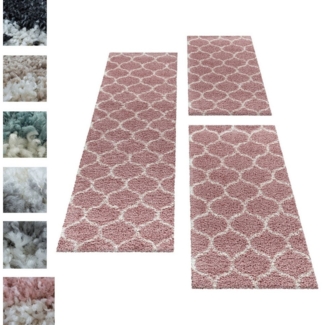 Carpettex Hochflor-Bettumrandung Skandinavisches Design, Höhe 30 mm, (Bett-Set, 3-tlg, Bettvorlage), Schlafzimmer Teppich Bettumrandung Läufer Set 3 teilig