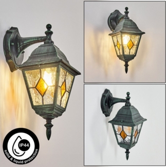 hofstein Außen-Wandleuchte Außenwandlampe aus Metall/Glas in Schwarz/Grün/Klar/Orange, Wandleuchte außen im Vintage/Antik/Landhaus-Design, E27, IP44