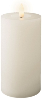 Lumineo LED-Kerze, LED Kerze mit Timerfunktion 7x15cm Wachs Rustik Weiß Warmweiß