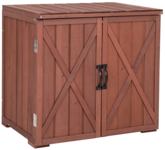 COSTWAY Garten-Geräteschrank, (1 St), mit Doppeltüren & Griffen, 77 x 56 x 72 cm, Tannenholz