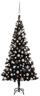 vidaXL Künstlicher Weihnachtsbaum Beleuchtung & Kugeln Schwarz 120 cm 3077588