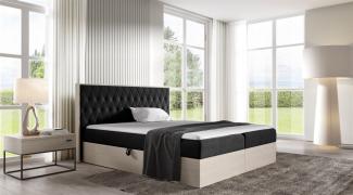 Boxspringbett Bett BROMIA 160x200 cm Nordic Teak Stoff Schwarz inkl. Bettkasten