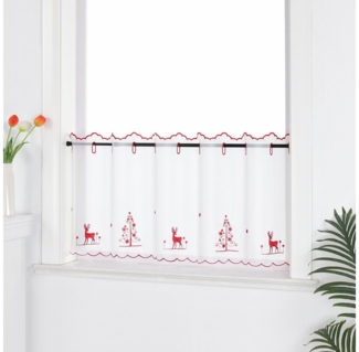 Joyswahl Scheibengardine (1 St), Stangendurchzug, transparent, Voile, Weihnachtsdeko Bistrogardinen Kurzstores Weihnachtsgardine