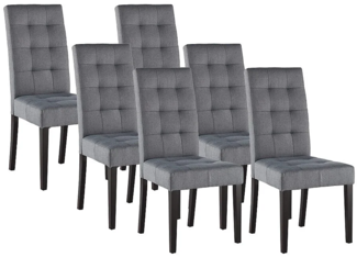 Vente-unique - Stuhl 6er-Set - Stoff & Holz - Grau - VILLOSA