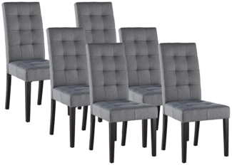 Vente-unique - Stuhl 6er-Set - Stoff & Holz - Grau - VILLOSA