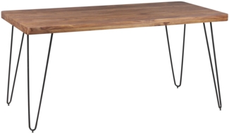 Esstisch BAGLI Massivholz Sheesham 120 cm Esszimmer-Tisch Holztisch Metallbeine Küchentisch Landhaus dunkel-braun