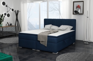 Boxspringbett Schlafzimmerbett LAURIN 160x200cm Stoff Aragon Blau