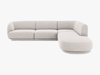 Micadoni Ecksofa Miley 6-Sitzer Rechts Chenille Eden Silber