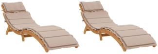 vidaXL Sonnenliegen mit Auflagen 2 Stk. Taupe Massivholz Akazie 3214836