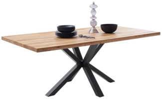 Lomadox Esstisch DEWEY-06, 160x90 cm, Wildeiche massiv geölt, Metallgestell schwarz