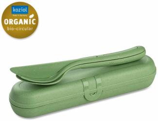 Koziol Besteckset mit Etui Klikk Ready 4-tlg, To-Go-Besteck, Kunststoff, Nature Leaf Green, 7070703