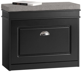 SoBuy FSR82-L-SCH Schuhkipper Schuhschrank mit Klappe Schuhbank mit Sitzkissen Schuhkommode Sitzbank Schwarz BHT ca. : 75 x 51 x 24 cm