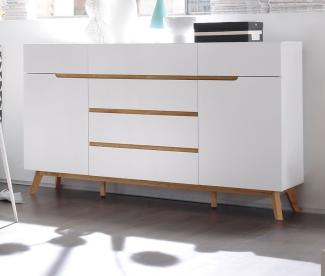 Sideboard matt weiß Lack und Asteiche 169 cm