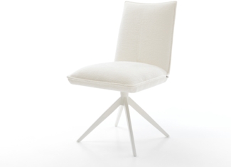 Drehstuhl Lelio-Flex Bouclé Soft Beige Kreuzgestell breit Weiß 360° drehbar Wippfunktion Taschenfederkern