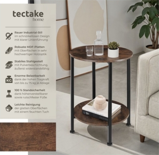 tectake Beistelltisch Ballina (1-St, 1 tlg), Runder Beistelltisch im rustikalen Industrial Look