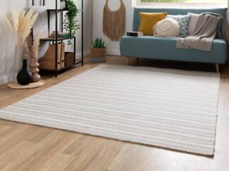 Handweb Teppich Habo - Schmale Streifen, Farbe: Grau, Größe: 70x140 cm