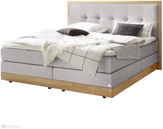 Alba Boxspringbett grau Eiche Massivholz 206cm x 208cm x 125cm