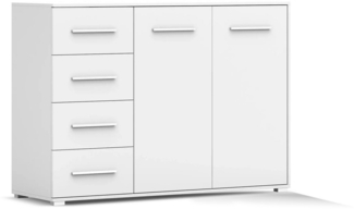 Deine Möbel 24 Kommode FAMI 01 135 cm breit Weiß Eiche Sonoma (Set, 1 St), Laminatplatte 16 cm