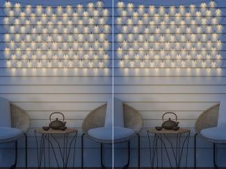 2er Set Solarbetriebenes LED Outdoor Lichternetz mit 100 LEDs, 90 x 110cm