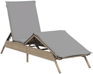 vidaXL Sonnenliege mit Auflage Beige Poly Rattan 4002704