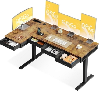 LuxusKollektion Eckschreibtisch Eckschreibtisch Höhenverstellbar Elektrisch 160cm 4 Schubladen
