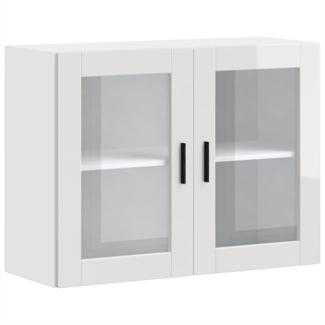 vidaXL Küchen-Hängeschrank mit Glastür Porto Hochglanz-Weiß 854089