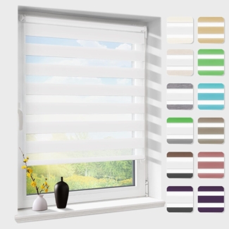 Doppelrollo Klemmfix ohne Bohren Duo Rollos für Fenster weiß 45x150cm