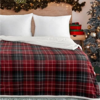 Wohndecke KAROMUSTER Winterdecke, Eurofirany, karierte Decke, warm und kuschelig, Fleecedecke 150x200 cm, Sofadecke