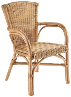 Kobolo 4-Fußstuhl Sessel Stuhl YORK aus Rattan natur mit Armlehnen (aus Rattan, 1 St), 54x56x44/86 cm