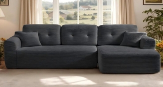 VASAGLE Ecksofa, modulares Sofa 244 cm breit, vakuumverpackt, Schlafsofa, keine Montage erforderlich, mit großer Chaiselongue rechts, für Wohnzimmer, Gästezimmer, schiefergrau