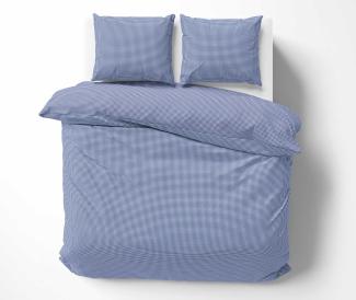 Mako Perkal Bettwäsche 100% Bio Baumwolle (kBa) Karo dunkelblau/weiß 155x220 + 80x80